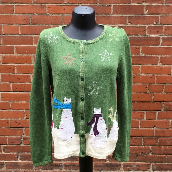Christopher & Banks Sweaters - Christopher & Banks Christmas Cat Cardigan